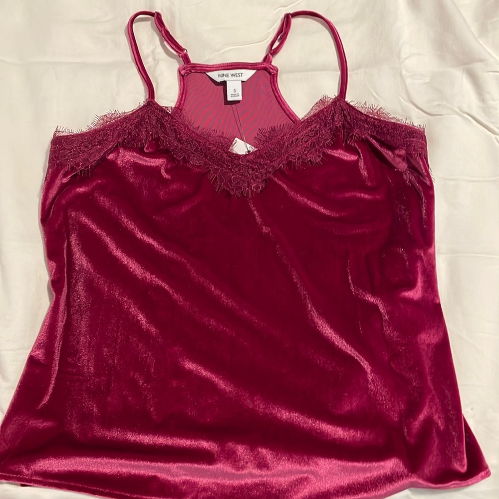 NWT Nine West Size Small Raspberry velvety velour cami Tank New